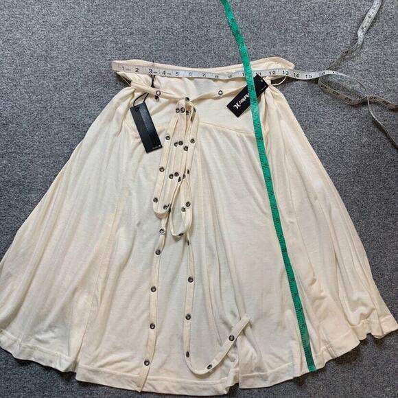 Hurley Skirt Womens XS Extra Small Ivory Pull On Grommet Belt Flowy Lightweight - Picture 7 of 13